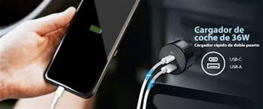 CARGADOR GENIUS PD-36AC PARA AUTO USB-A / USB-C 36W