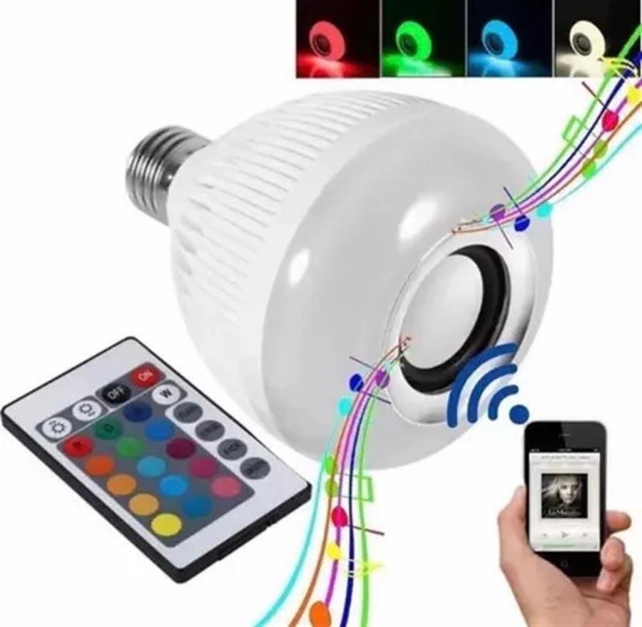PARLANTE FOCO LED RGB BLUETOOTH APP C/ REMOTO